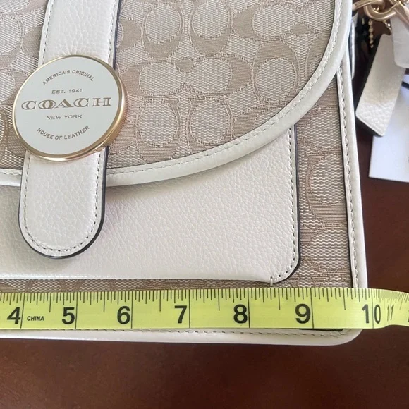 Coach Lonnie Tan and White Crossbody Bag with Signature Canvas NWT - Picture 8 of 9
